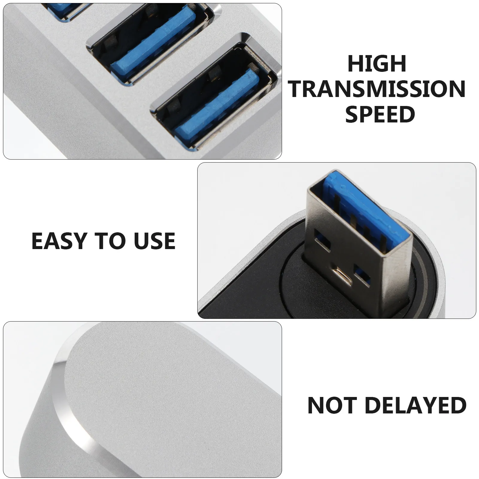Rotatable Aluminum Alloy USB 3.0 Hub 3 Port Multi USB Splitter for Laptop Phone Data Transfer Expansion Adapter Computer