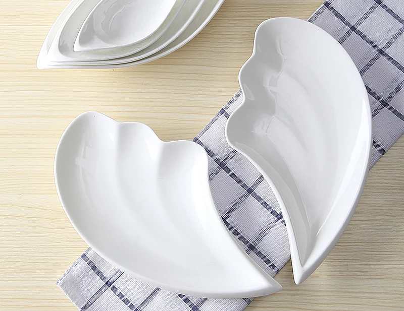 2pcs Set, Embossed Porcelain Angle Wings Cake Plate, Funny Candy Tray, Ceramic Breakfast Plate Dish, Dessert Plates, for Serving