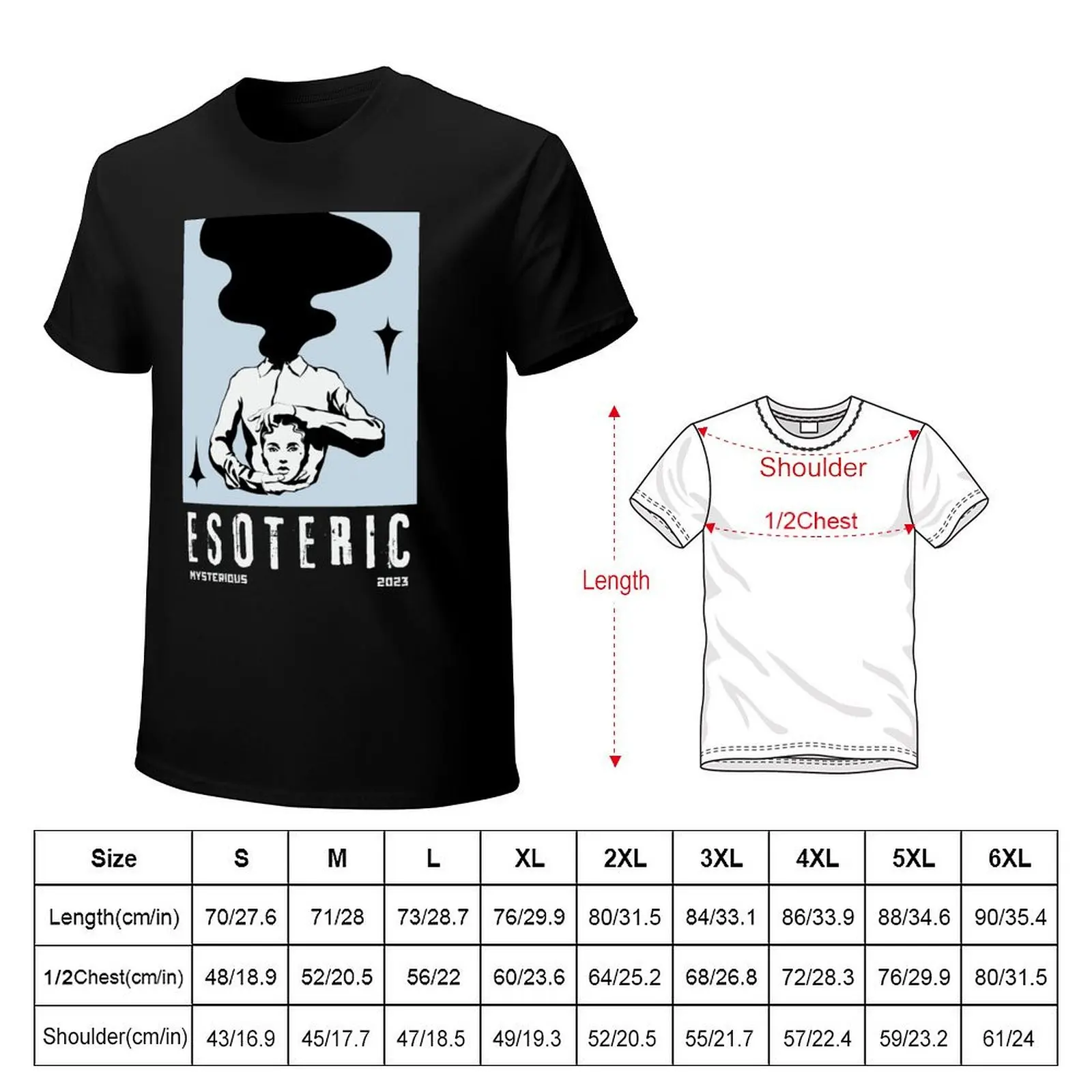 Esoteric - Mysterious Pastel Blue Background T-Shirt Daily Casual Short Sleeve Tee Shirt