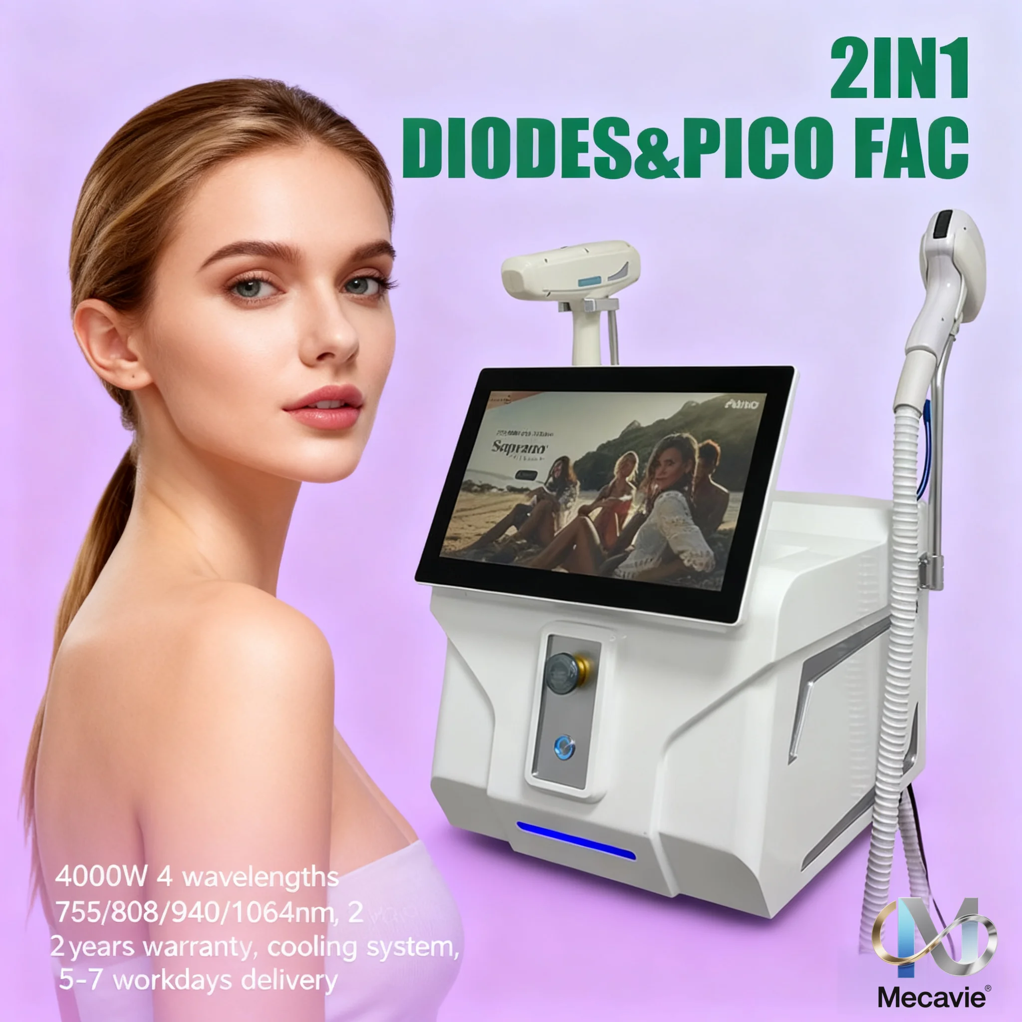 

Профессиональный диодный лазер для эпиляции 2026 года, 755 940 1064 808 нм, 4 длины волны, александритовый аппарат, перманентное удаление волос, профессиональный, 4000 Вт, Soprano