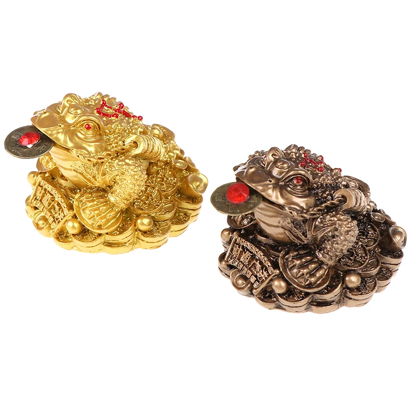 Feng Shui Toad Money LUCKY Fortune Wealth Chinese Golden Frog Toad Coin Home Office Decoration Lucky Gifts Tabletop Ornaments