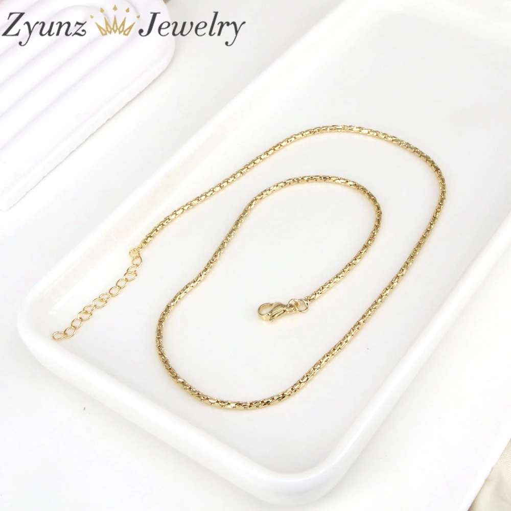 20PCS, 18K Gold Plated Snake Link Box Heart Chains For Jewelry Making 45cm Brass Metal Necklace Chains For Necklace Making