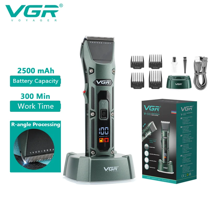 

VGR Hair Clipper Trimmer Cutting Machine for Men Electric Barber Professional Barber Machines Cutter Equipment Rechargeable v696