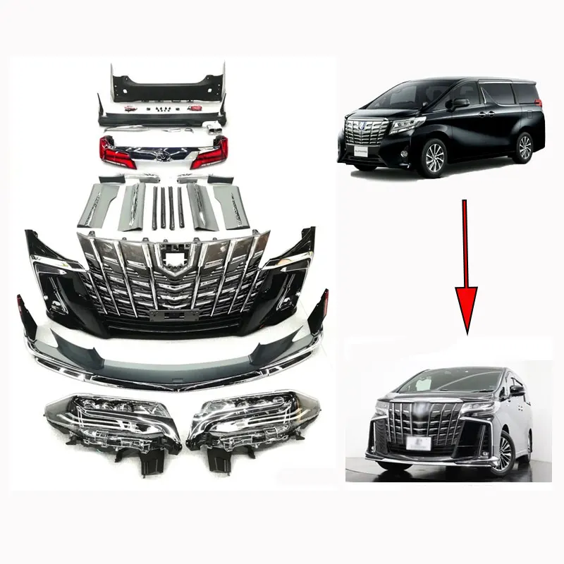 Body kits for Alphard 30 to 35 facelift conversion car bumpers Bodykit For Toyota alphard body kit  2015 to 2018