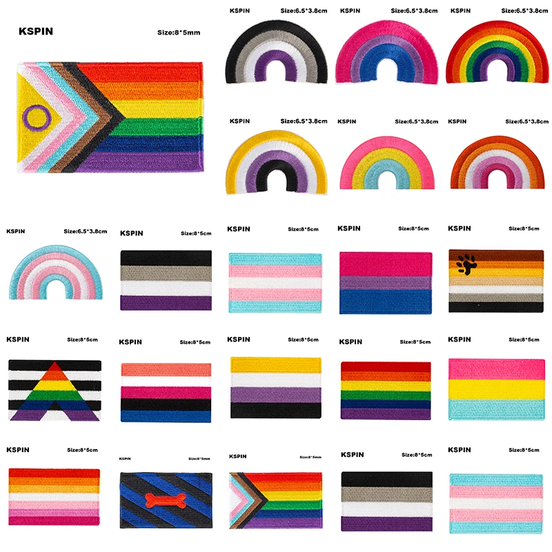 Straight Allies Bear Pride, bandera fluida de género asessual, parches bordados del orgullo pansexual, parche para planchar, sierra en parches