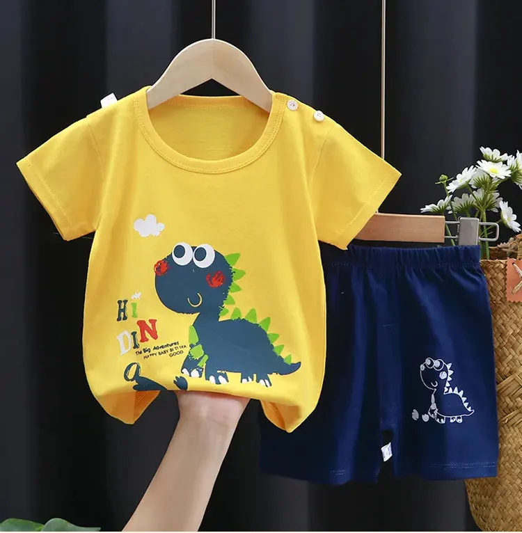 Modische Kinderkleidung Jungen Mädchen Sets Top Shorts 2-teilig 100% Baumwolle Weich Sommer Kinder Baby Kleidung T-Shirt Shorts Kleinkind Anzug – Detail 7