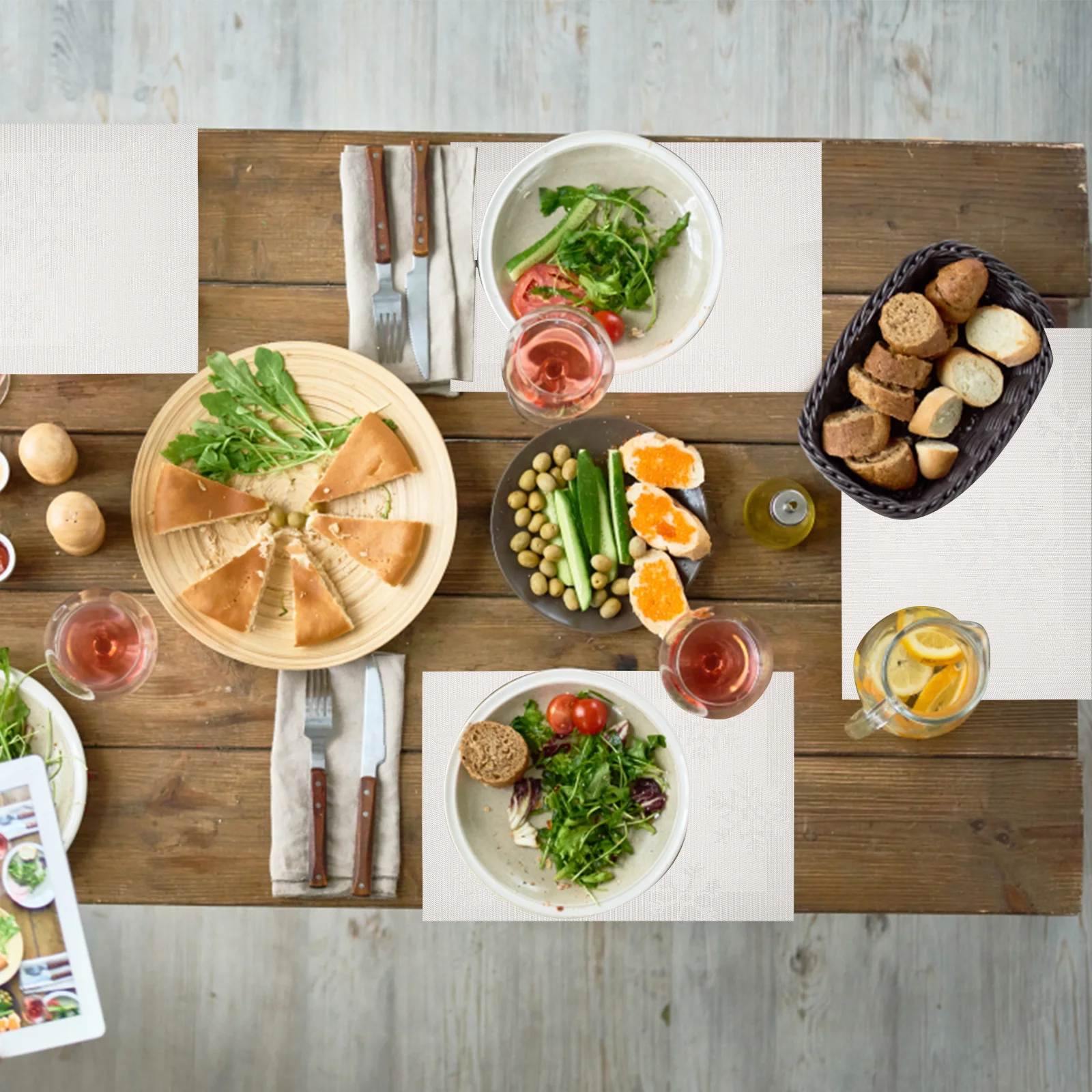 

6Pcs Christmas Snowflake Placemats Unique Lattice Design Festive Tabletop Decor for Holiday Party Dining Heat Insulation Mats