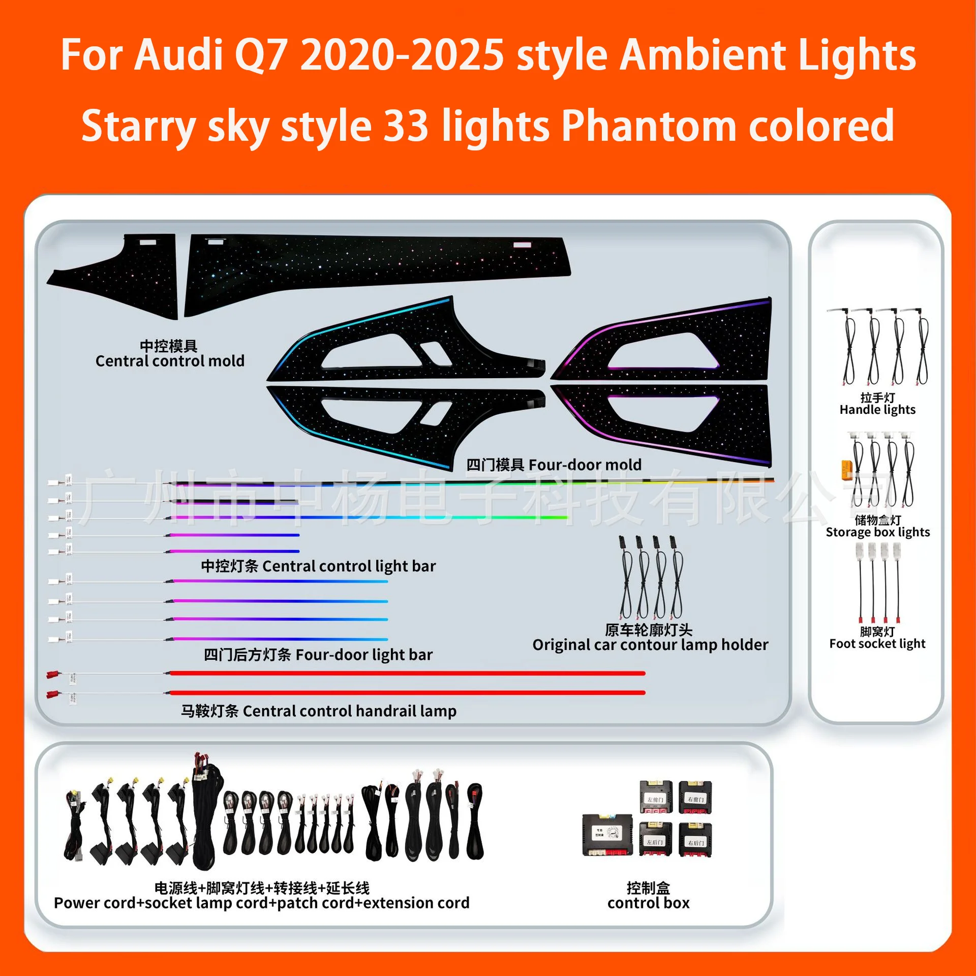 

For Audi Q7 2020-2025Y Dynamic Color Changing Ambient Lighting Car Kit Integrated All-in-One Upgrade Interior lights Designed