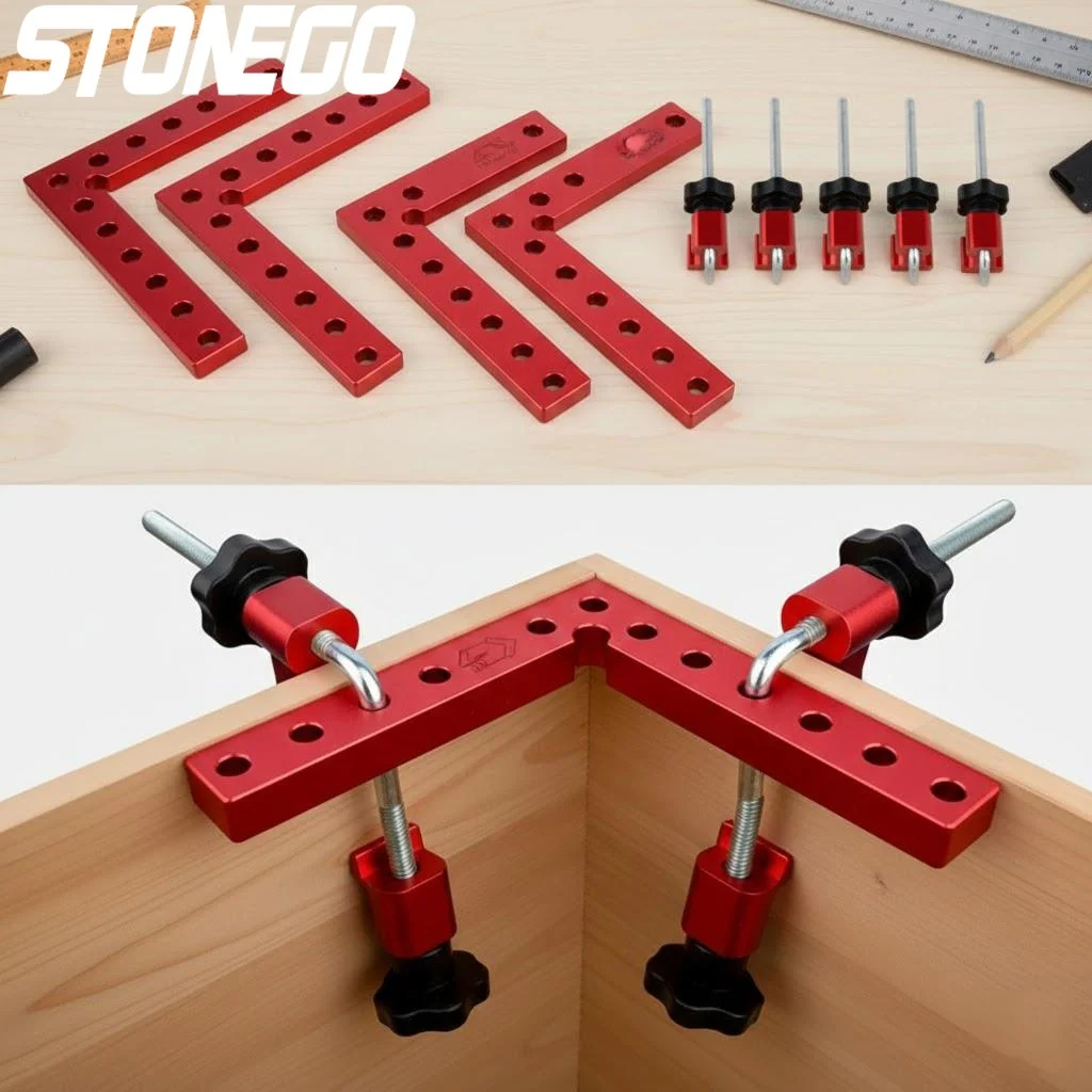 高強度6個入りアルミ合金木工クランプ90度diy直角固定クランプ木材接合家庭用工具
