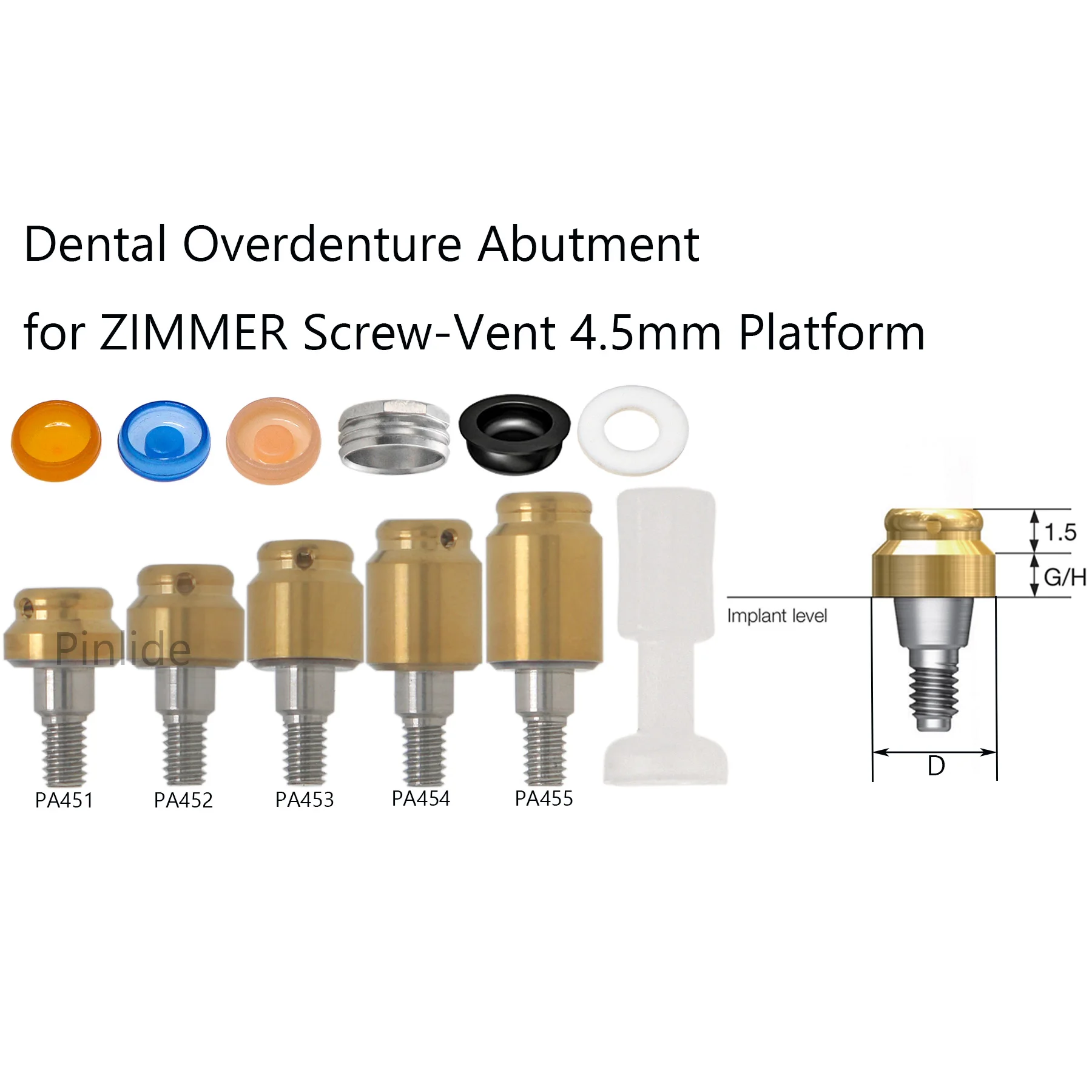 Dental Attachment Abutment Male Cap Tool for Zimmer PAØ4.5mm Removable AØ4.5mm 1-5mm