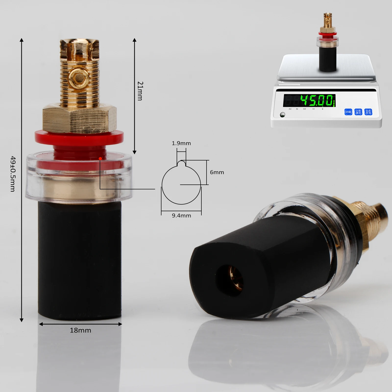 

BP1103 HiFi Speaker Connector Amplifier Terminal Socket Post Banana Speaker base Plug Jack 24K gold Plated