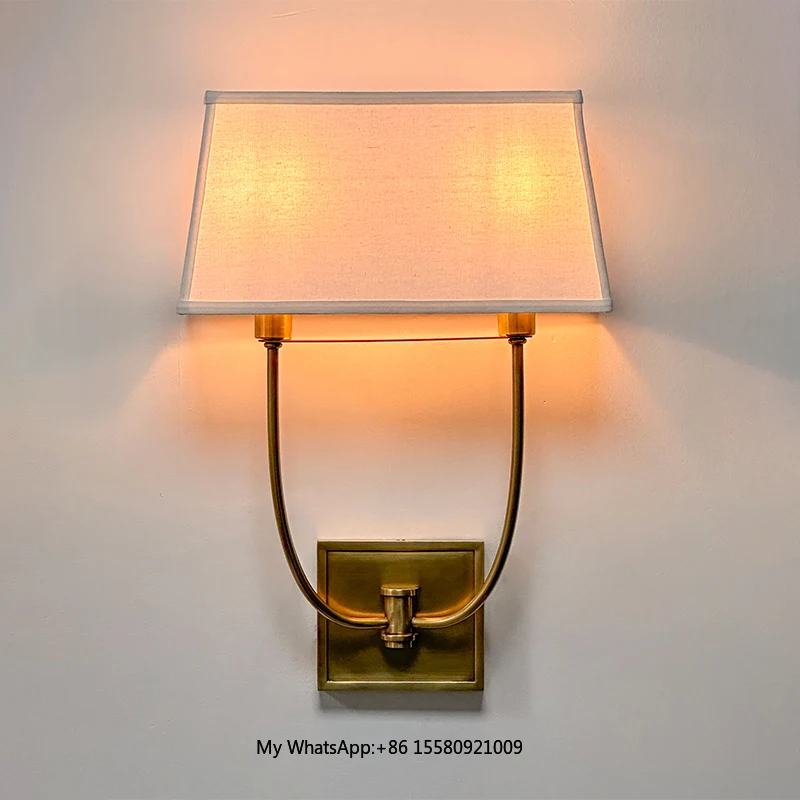 American-style All-copper Vintage Bedroom Bedside Lamp, Mirror Front Light, Simple Living Room Double-headed Hallway Wall Lamp