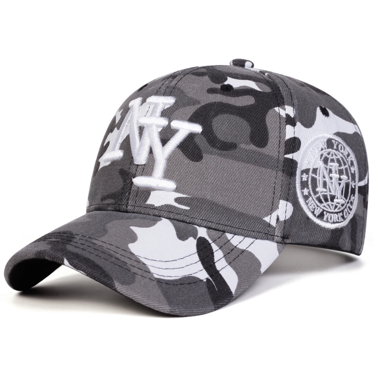 Unisex NY Stickerei Tarnmuster Baseballkappen Frühling Herbst Outdoor Verstellbare Freizeithüte Sonnenschutzhut Sportkappe – Detail 5