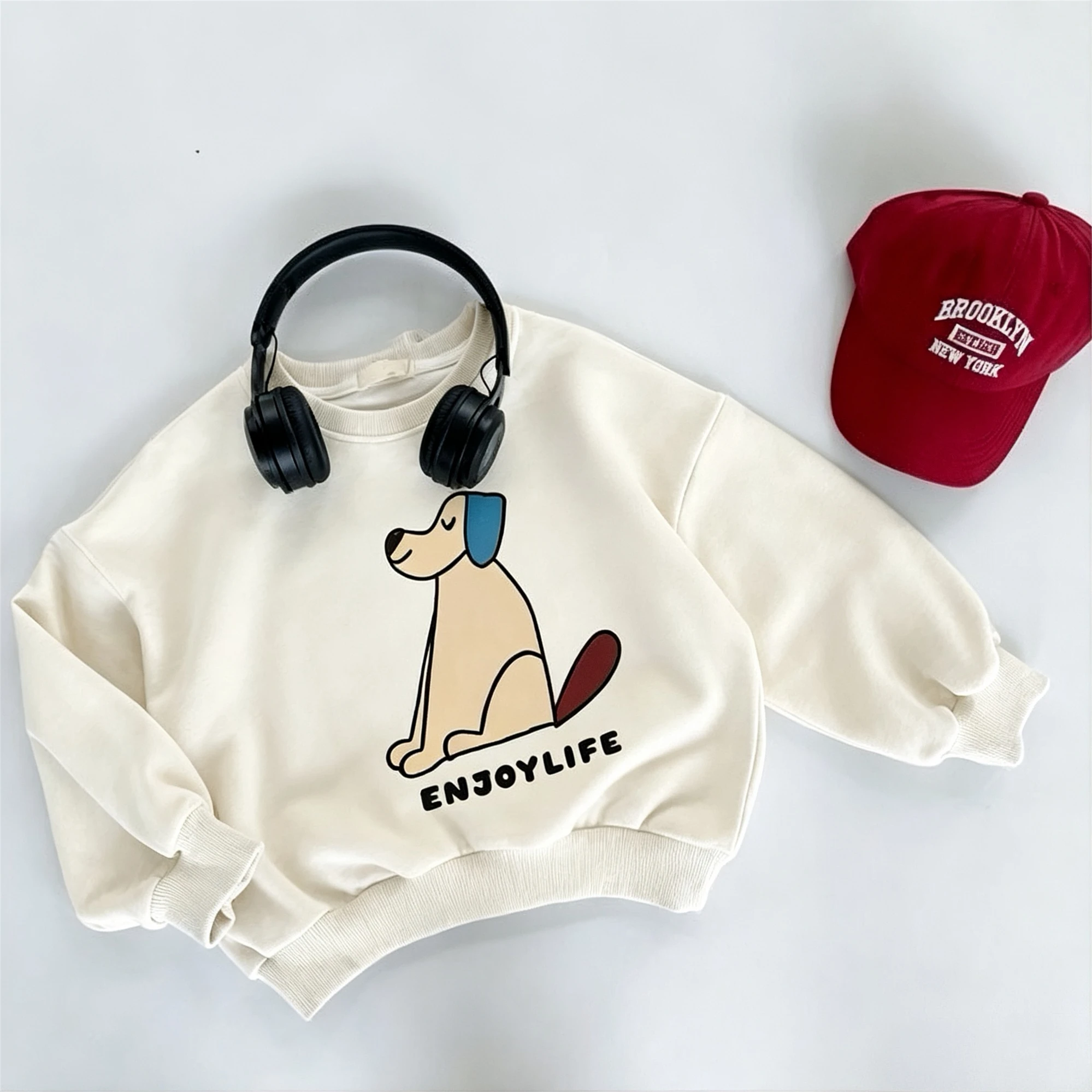 Solid Color Printed Kids Sweatshirts Spring/autumn Clothing Loose Casual Baby Girl Boy Long Sleeeve O-neck Hoodie Children' Wear
