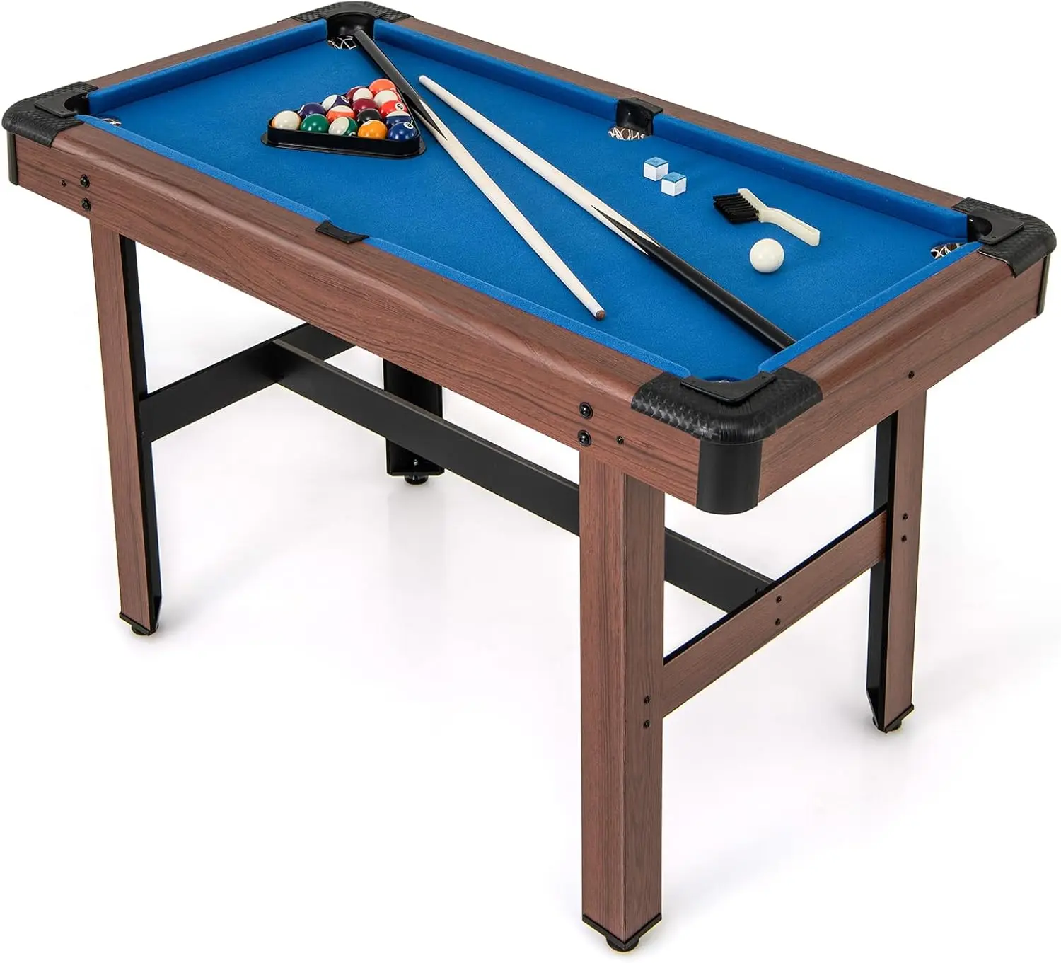 48” Pool Table, w/ 2 Cue Sticks, 16 Balls, 2 Chalks, Triangle, Brush, Table for Kids Adults Family Game Room Bar Office USA