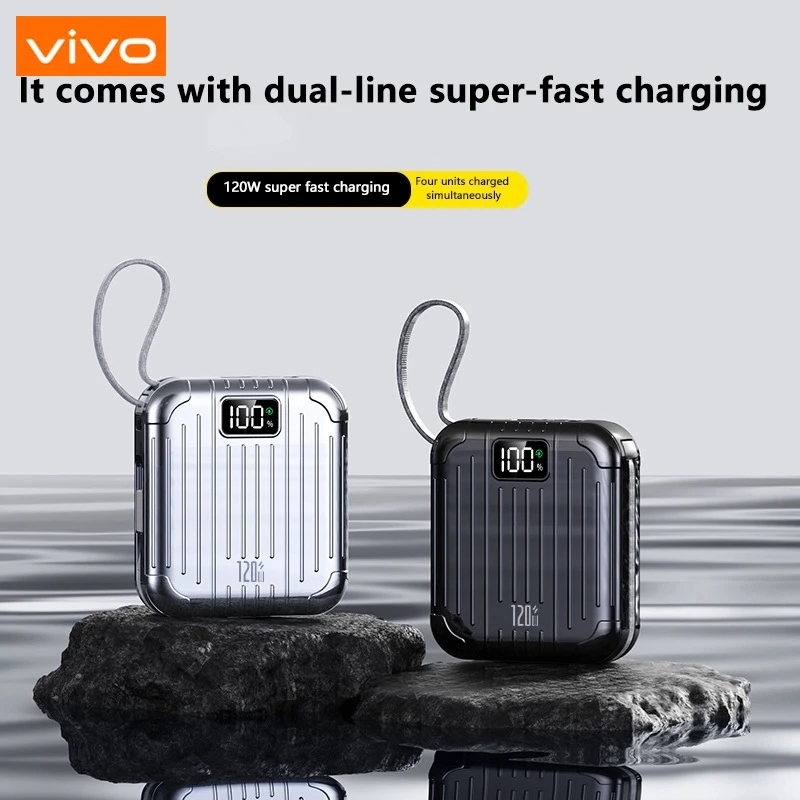 VIVO 50000 мАч, 120 Вт, сверхбыстрая зарядка, внешний аккумулятор большой емкости со съемным двухпроводным блоком питания для IPhone Samsung VIVO 50000 мАч, 120 Вт, сверхбыстрая зарядка, внешний аккумулятор большой емкости со съемным двухпроводным блоком питания для IPhone Samsung