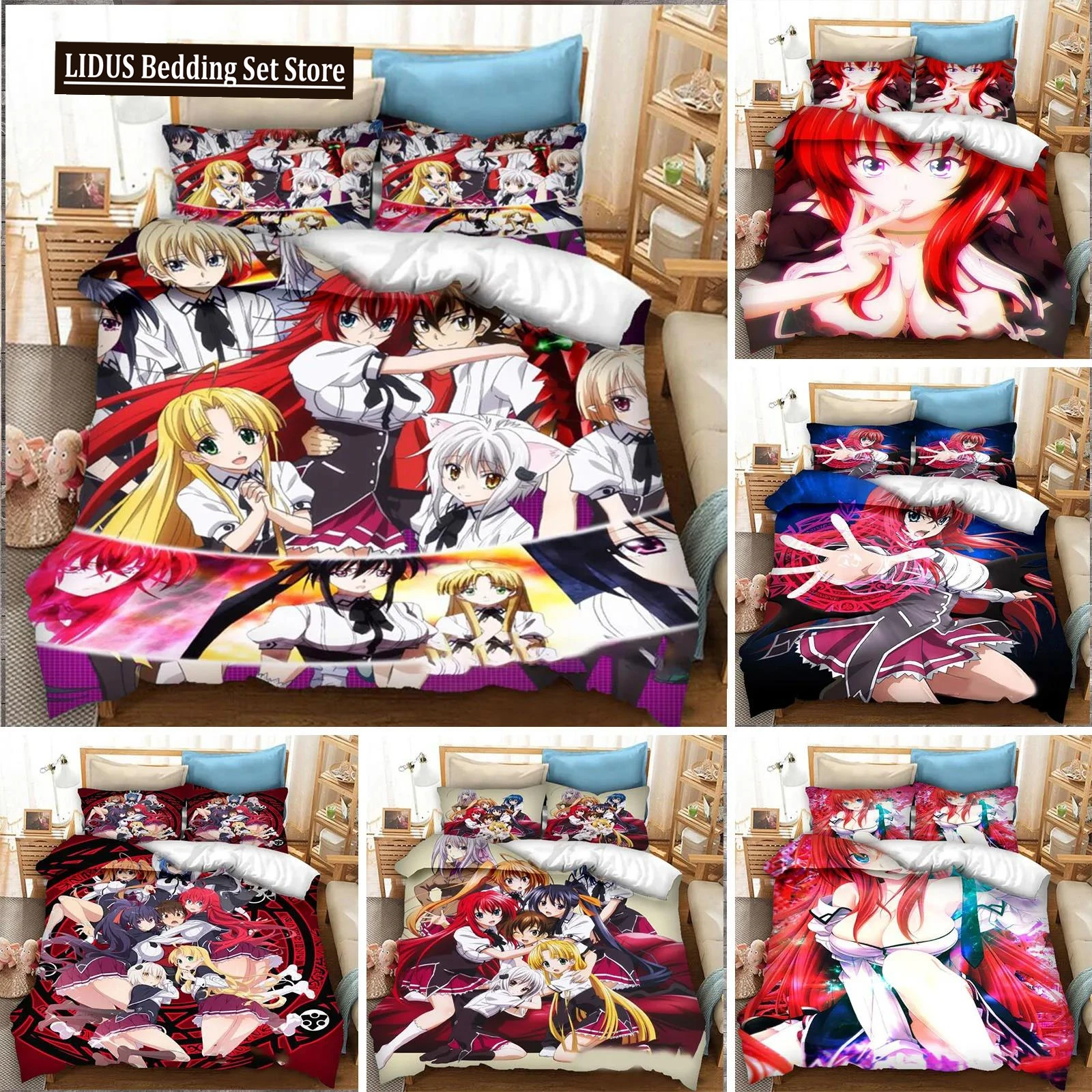 Anime High School DxD Bedding Set Duvet Cover Bedroom Comforter Covers Single Twin King ​Size Quilt Cover Home Textile 2/3PCS