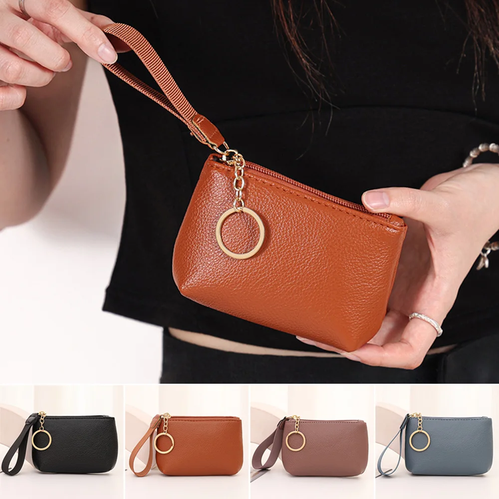 New Multifunctional Wallet Zipper PU Leather Purse Solid Color Coin Bag