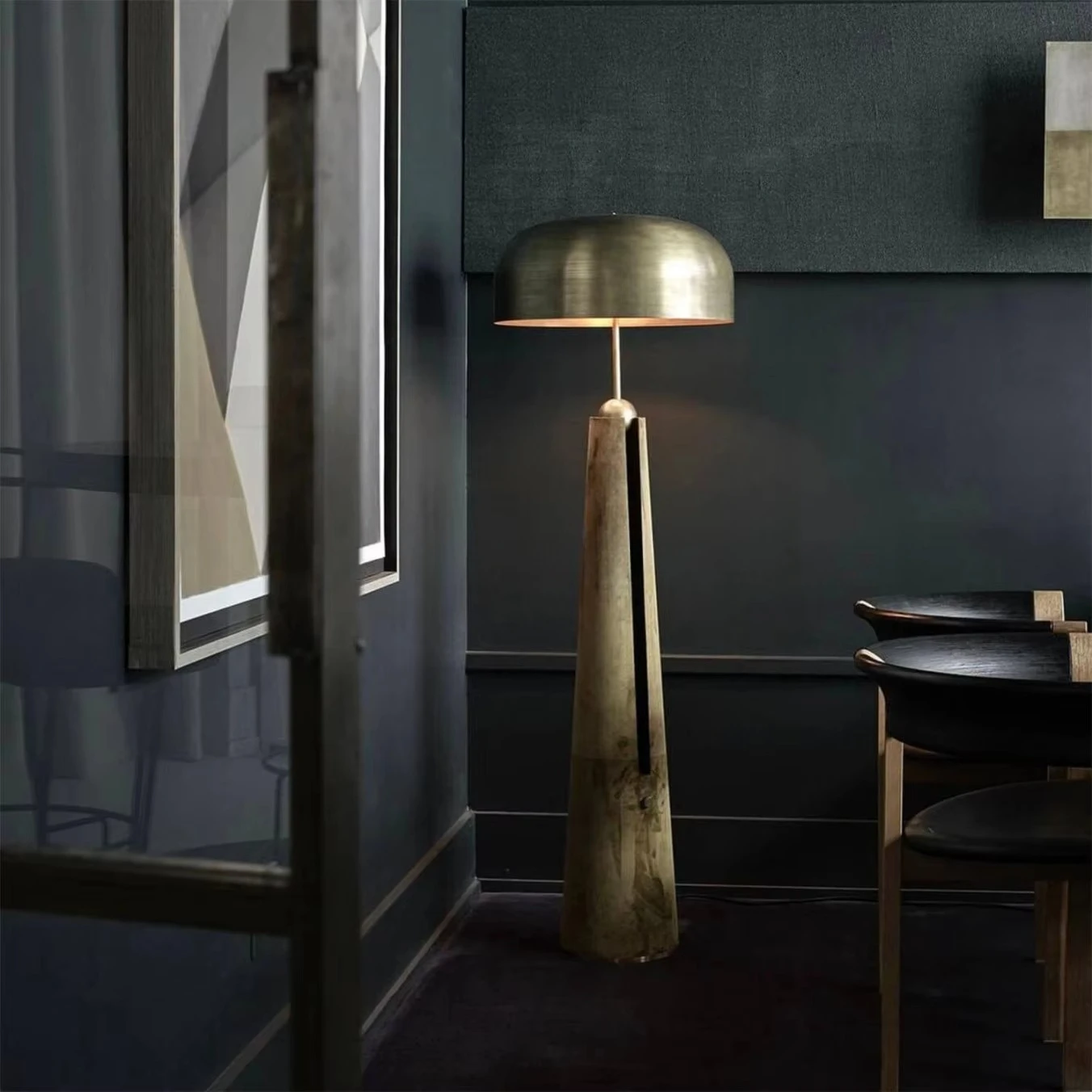 โคมไฟตั้งพื้นห้องนั่งเล่นห้องนอนโคมไฟข้างเตียงตกแต่งบ้านสไตล์โมเดิร์นหรูหราทำด้วยมือจากหนัง