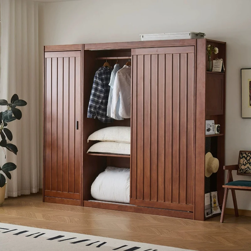 Armario de Madera para Colgar Ropa, Armario de Lujo para Adultos, Armario de Madera para Dormitorio de Hotel, Armario Ahorrador de Espacio, Mueble para Ropa