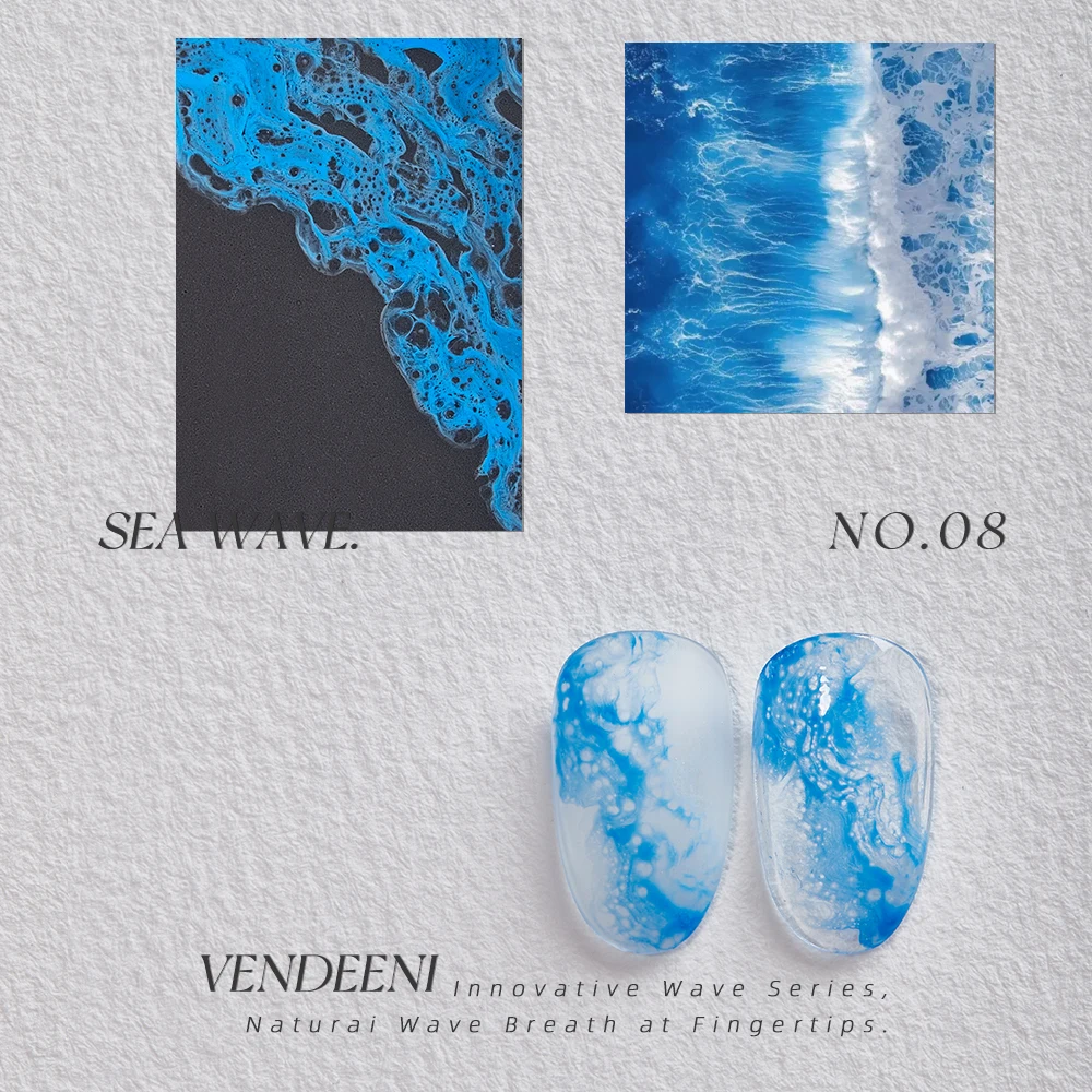 Vendeeni 10 Farben/Set Sea Wave Blooming Gel Nagellack TPO HEMA FREI UV Soak Off Gel Lack Marmor Spitze Nagelkunst Blossom Gel – Detail 16