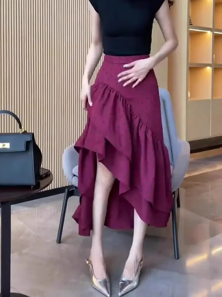 

Purple High Waist Skirts for Women Midi 2025 Trend New in Premium Clothing Sales Stylish Y2k Vintage A Line Harajuku Woman Skirt
