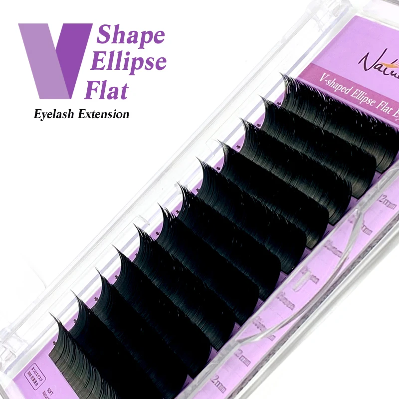 NATUHANA Mink Lasher V Shaped Ellipse Flat Split Tips Eyelash Extension Softer Auto-Fans Eyelashes Individual Premade Volume Fan