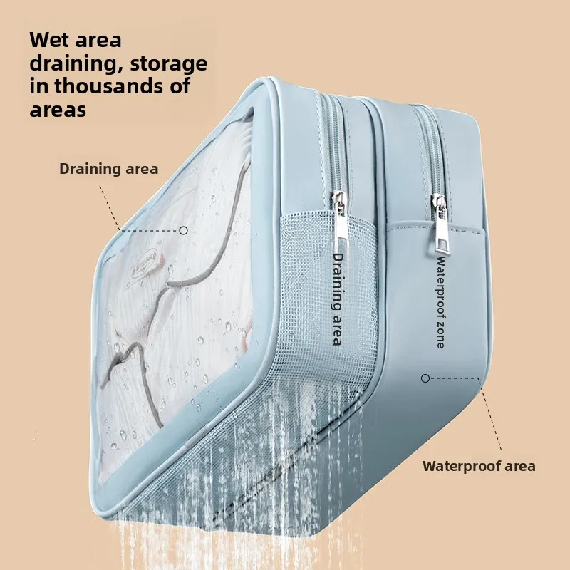 Waterproof Large Capacity Cosmetic Bag Separate Wet And Dry Travel Toiletry Storage Bag Portable Shower Makeup Storage Bag