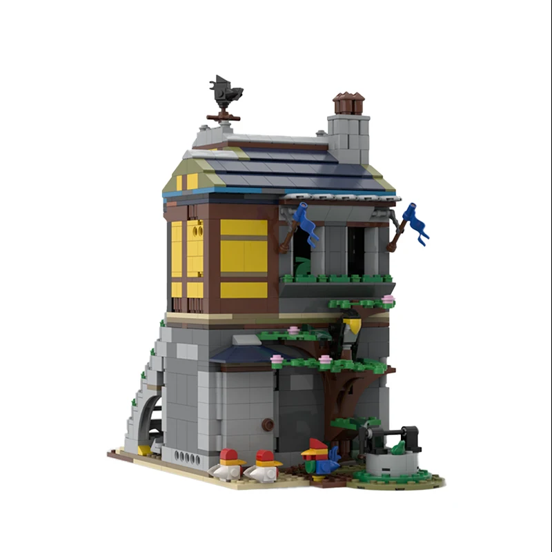 MOC ストリートビューシリーズ中世商人の家モジュラーアパートビルディングブロックモデルレンガディスプレイクリエイティブ DIY パズルおもちゃ