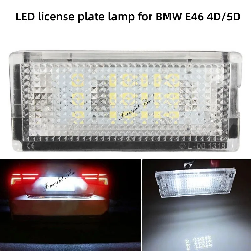 2 x CANBUS automobile car white led license plate lamp lights error free for BMW 3-class E46 4D/5D 1998-2005 years