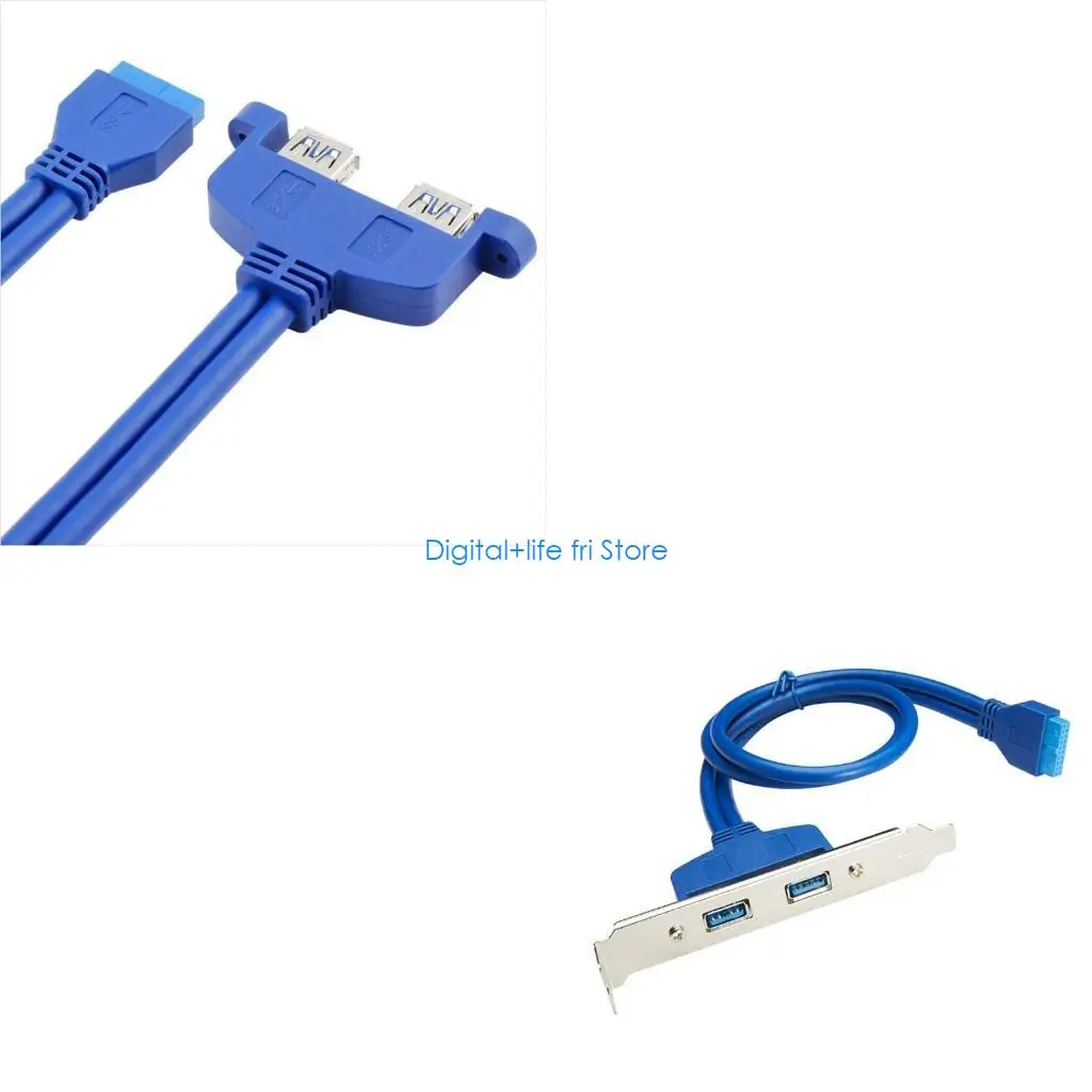 E06D USB 20 Pin to Dual USB3.0 Motherboard Baffle Adapter Cable USB3.0 Back Panel