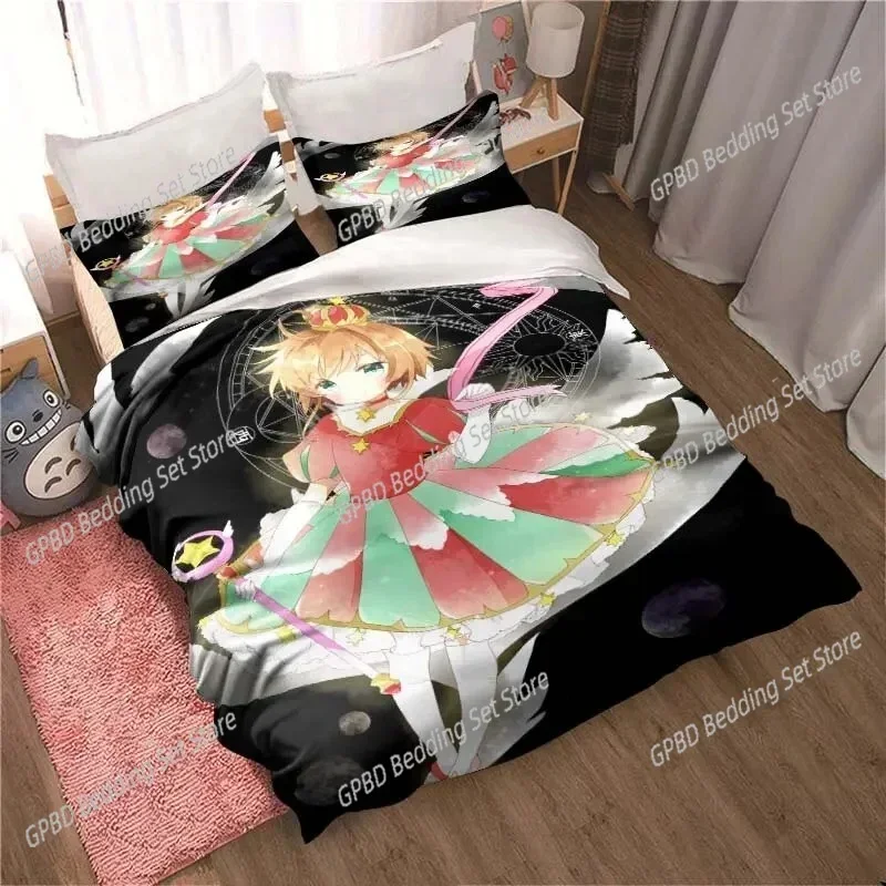 Anime Cardcaptor Sakura Bedding Set 3D Printed Suitable for Bedroom Duvet Cover Set With Pillowcases Kids Home Textile