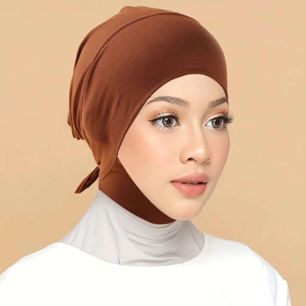 

Inner Hijab Caps Muslim Stretch Tie Back Jersey Cap Islamic Underscarf Bonnet Female Headscarf Headwrap Arab Turban Mujer Adjust