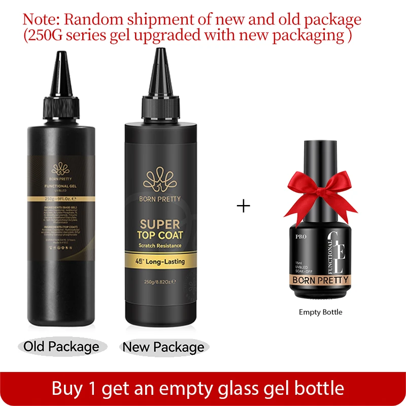 BORN PRETTY 250g 6 IN 1 Glue Gel Nail Polish Keep Nail C Arc Enhanced Nail Art Thickness Rubber Base Gel Super Bright Top Coat