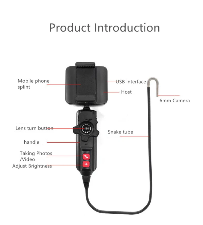 8mm 180Degree Two Way Articulate Steering Industrial  Endoscope CMOS Borescope Inspection Otoscope Camera Digital Microscope