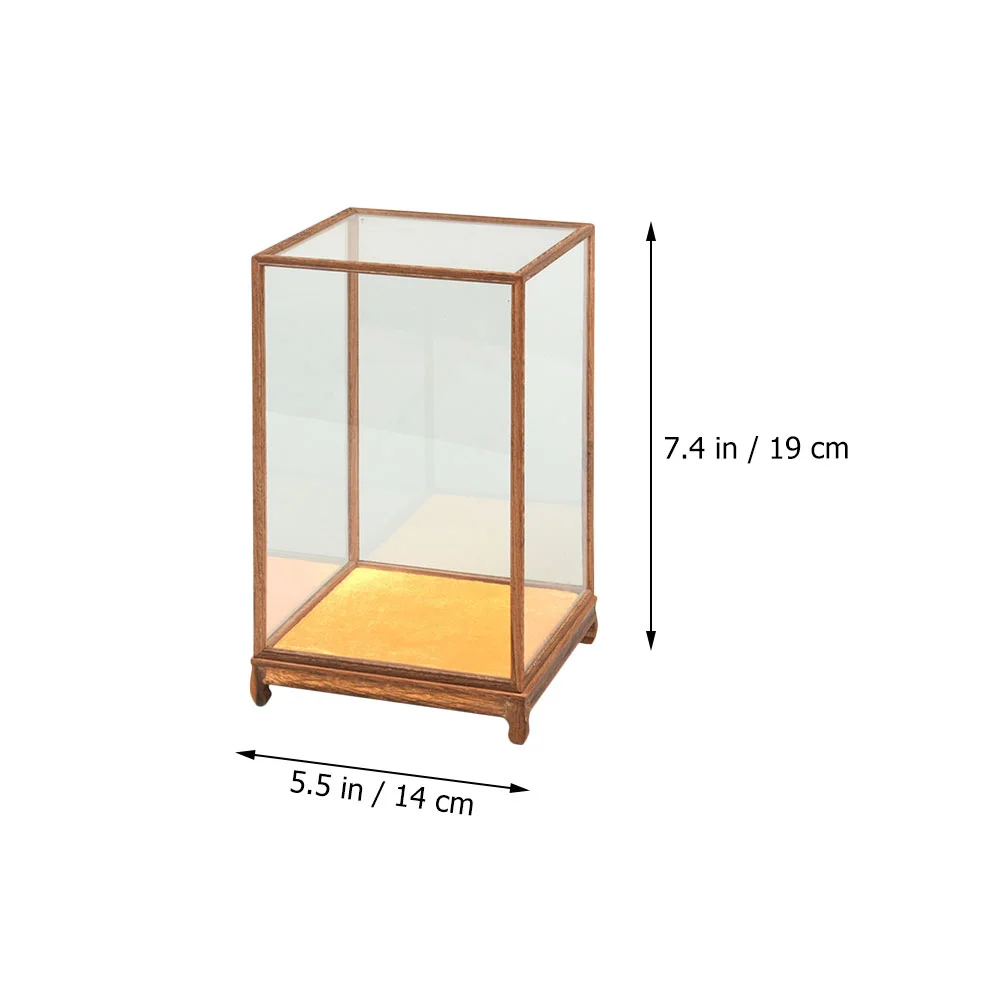 Toy Display Case Wood Carving Glass Cover Cabinet Models Showcase Desktop Figurine