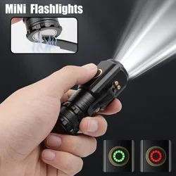 Powerful Mini EDC LED Flashlight 18350 Aluminium Alloy Bright Torch USB Rechargeable Torch Camping Lantern with Power Indicato