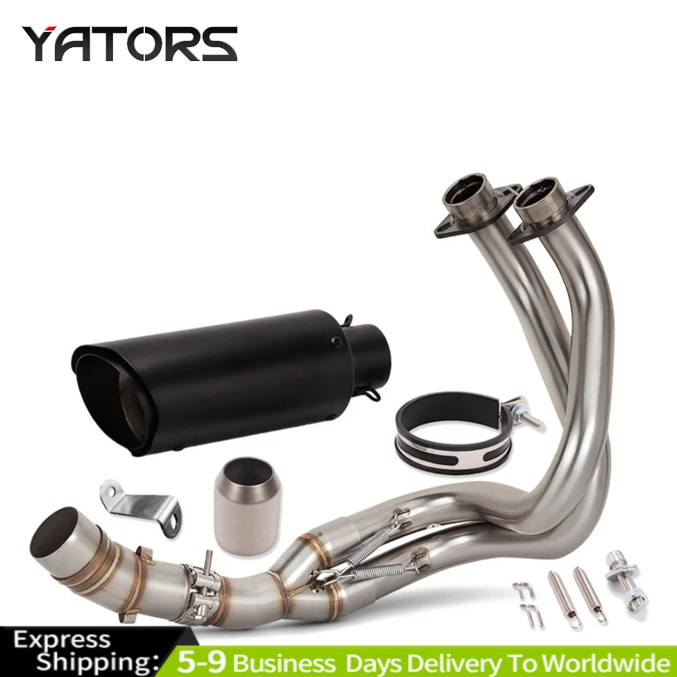 Knalpot Sistem Lengkap Kawasaki Z650 Ninja 650 2012-2023, Pipa Header Hitam, Sistem Knalpot, Pipa Knalpot