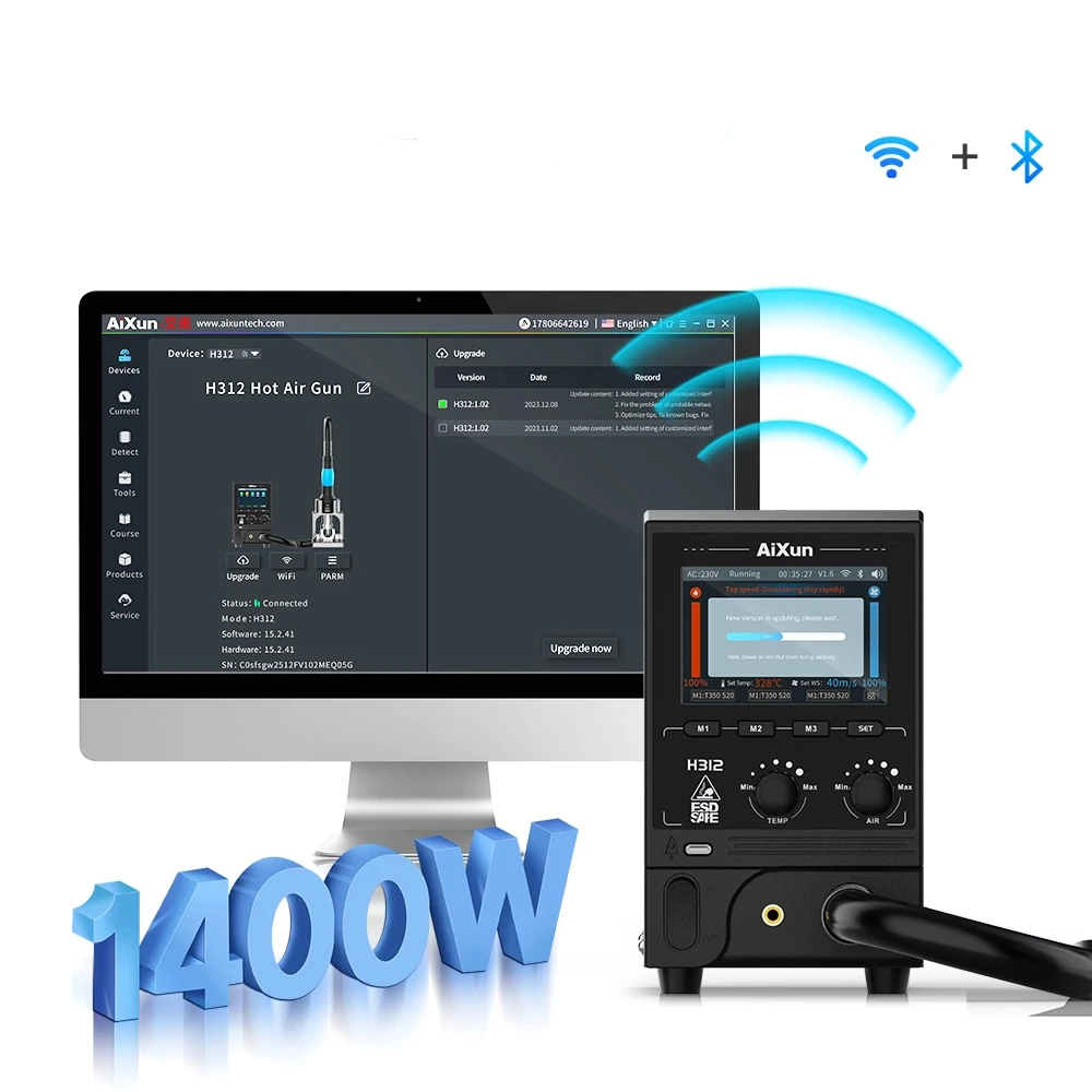 Aixun H312 الإنترنت مسدس هواء ساخن بغا محطة إعادة العمل 1400 واط التدفئة الأساسية ثلاثة وسائط ديسولديرينغ لإصلاح لحام رقائق PCB Nand #2
