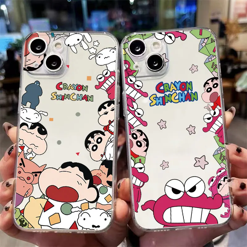 Cute Crayon Shinchan Phone Case for Apple iPhone 15 16 Pro XS Max 13 14 Plus XR SE 7 8 12 11 Pro plus Matte