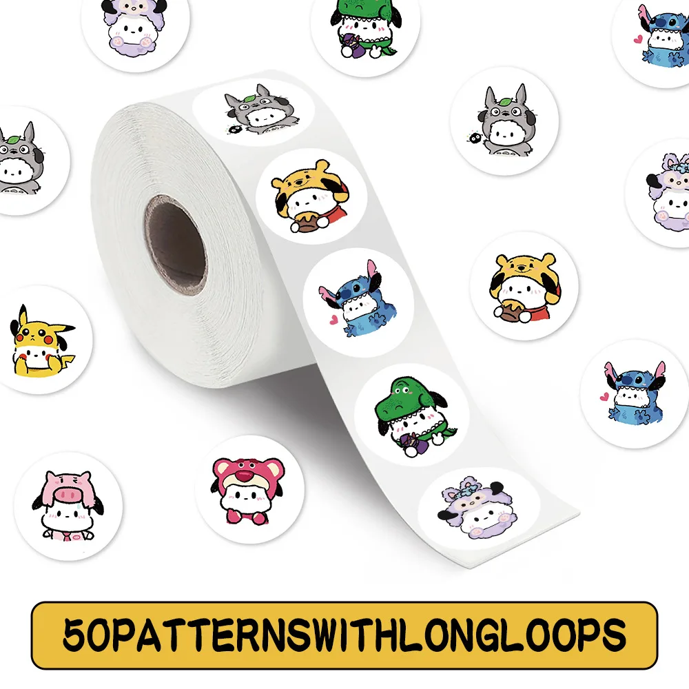 500pcs/Roll Variety of headgear Pochacco Cartoon Anime Sealing Sticker DIY PVC Laptop Decals Decoration Stiker Reward Gift Toys