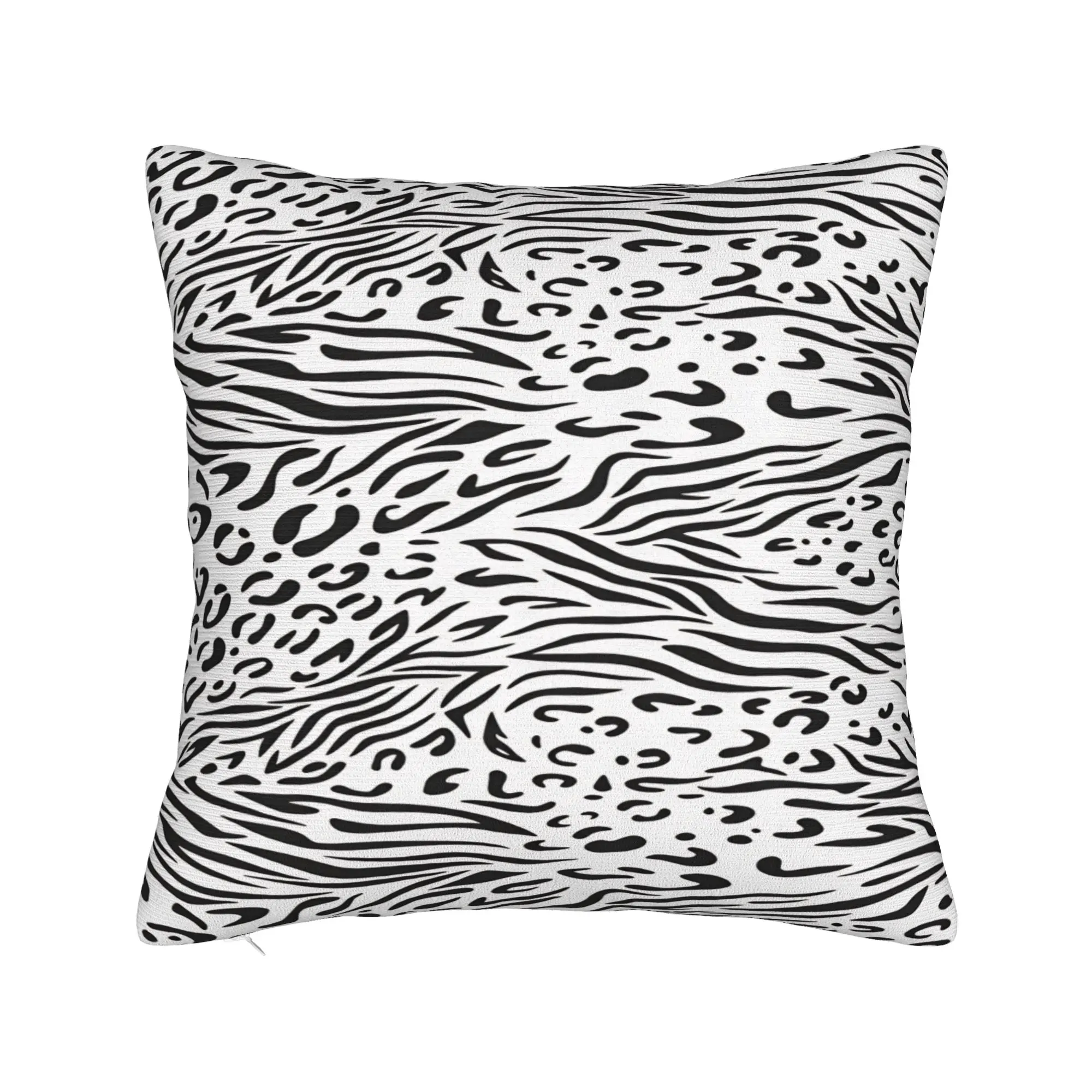 Monochrome Zebra Leopard Blend Bold Animal Pillow Cover  Retro Trendy Pillow Case For Living Room Chair Soft Pillowcases Gift