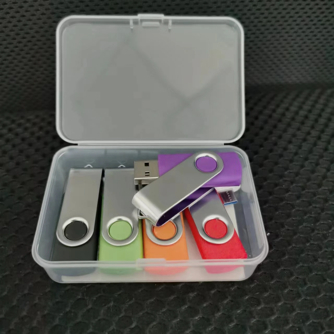 Paquete de 5 con logotipo personalizado, memoria flash USB 2.0 giratoria Simple con puerto/caja tipo C