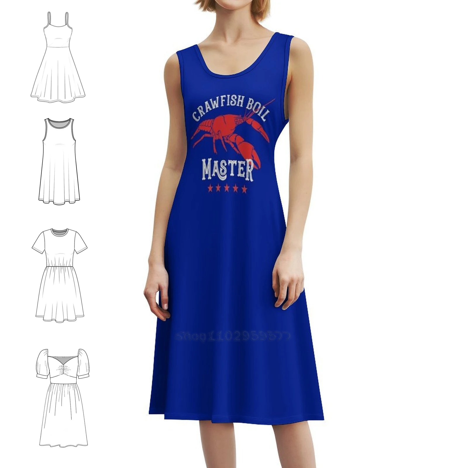 5 نجوم جراد يغلي ماستر كبير أحمر جراد البحر حبيبته العنق فستان أنيق الصيف فستان الحفلات للنساء جراد يغلي