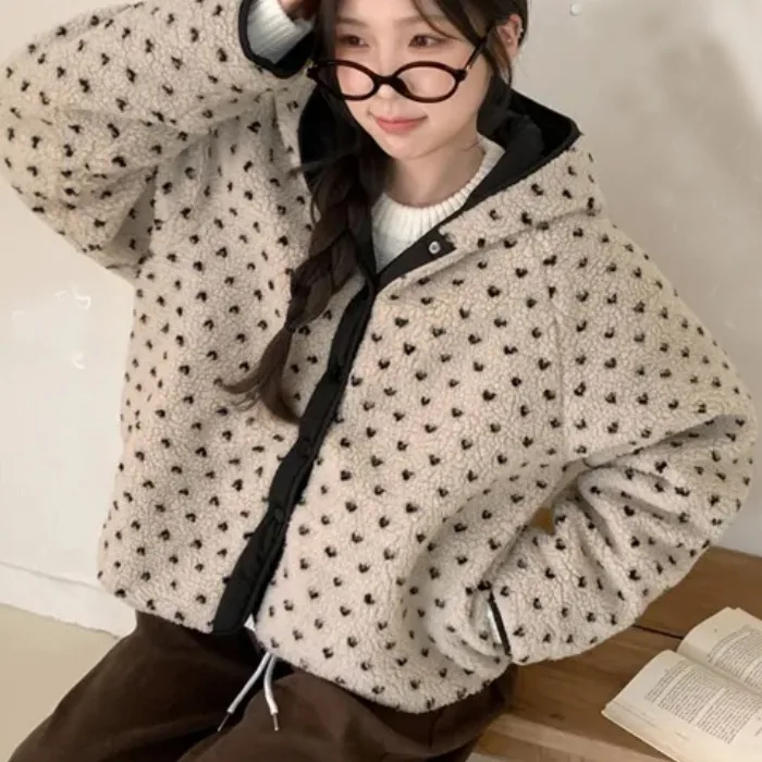 

Шикарная осенне-зимняя двусторонняя куртка из овечьего меха, женская куртка в стиле ретро с капюшоном в стиле ретро, Jaet Sli