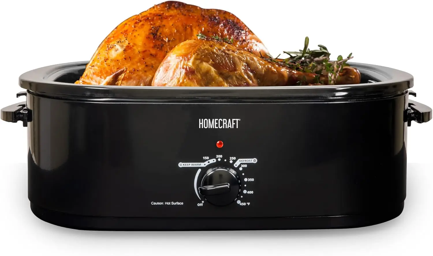 18-Quart Electric Roaster Oven for Turkey, Chicken, Meat, Vegetables, Full-Range Temperature Control, Lift-Out Rack, Removable Enamel Pot, Black view 2