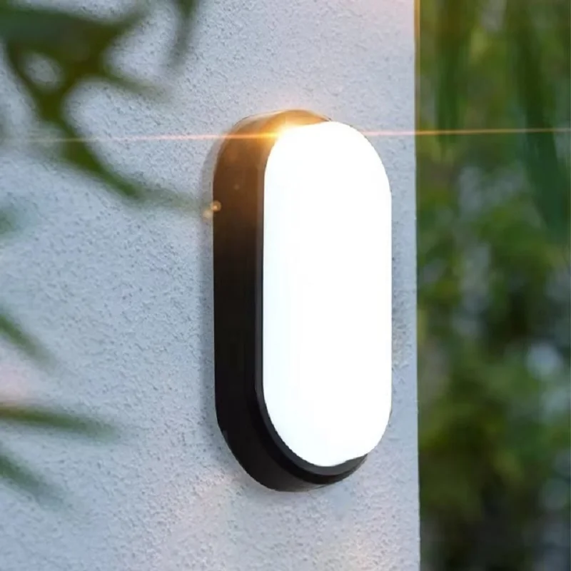 12W 15W Outdoor LED Wall Lamp Garden Porch Surface Mounted Oval Sconce Lighting Bathroom Moistureproof Ceiling Light 170- 265V