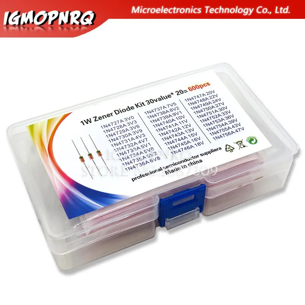 600 stücke 3V-47V Dioden kit 1W Zener Spannungs regler 39V 30V 27V 24V 22V 20V 18V 16V 13V 12V 10V Zener Dioden satz 30 werte * 20 stücke