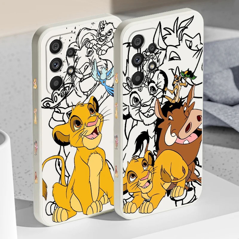 Disney Lion King Cartoon Cool Liquid Left Rope For Samsung A53 A52 A33 A32 A51 A71 A21S A13 A73 A55 A72 A23 A35 A05 5G Funda