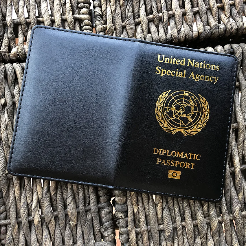 Couverture de passeport diplomatique des Nations Unies, porte-passeport personnalisé de styliste